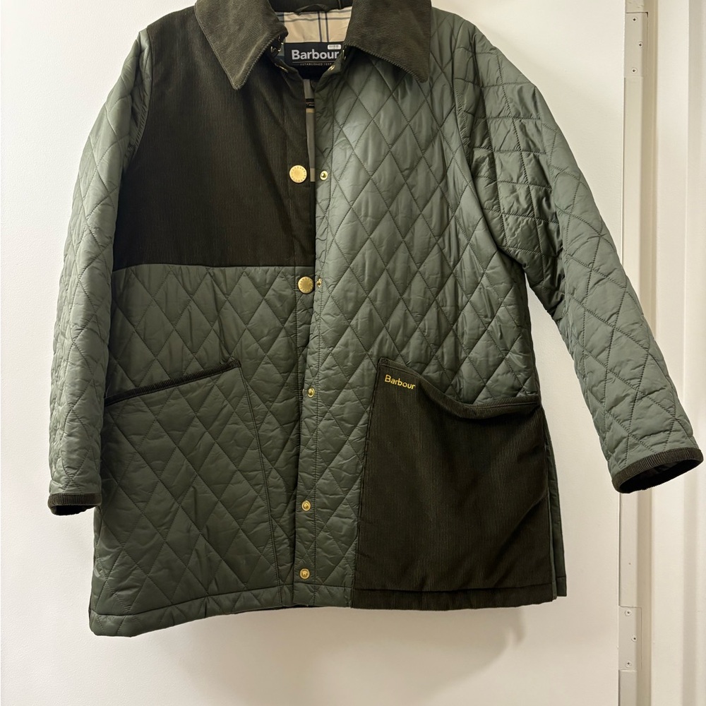 Barbour Olive and Dark Brown Quilted Jacket
